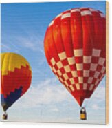 Up Up And Away Florida Hot Air Ballon Festival Tethered Balloons Wood Print