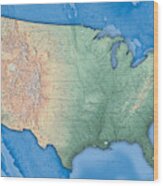 Usa Map Wood Print
