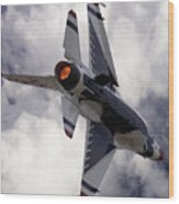 Usaf Thunderbirds F-16 Falcon Solo #5 In A Knife-edge, High-g Turn Wood Print