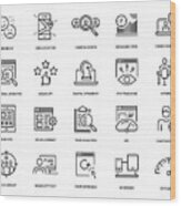 User Experience Icon Set Wood Print