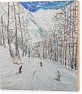 Val D'isere Ski Print And Vintage Ski Poster Laisinant Chair Wood Print
