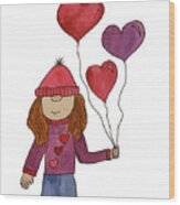 Valentine's Day Girl Gnome Wood Print