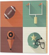 Vector Illustration Of Football Symbols Wood Print