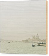 Venice In The Fog Wood Print