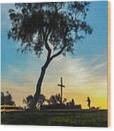 Ventura California Cross Before Thomas Fire Wood Print