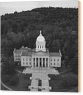 Vermont State Capitol Building In Montpelier Vermont In Black And White Wood Print