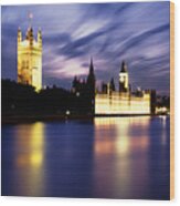 Vertical Panorama Of Big Ben And The Houses Of Parliament Wood Print
