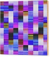 Vibrant 70s Glitch Pattern - Blue And Purple Wood Print