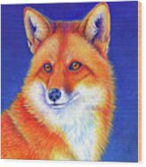 Vibrant Flame - Colorful Red Fox Wood Print