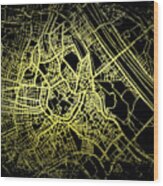 Vienna Map In Gold And Black Wood Print