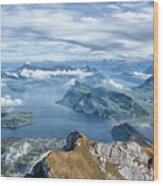 View From Mount Pilatus - Swiss Alps - Switzerland Wood Print
