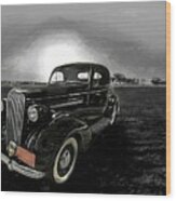 Vintage 1936 Buick Classic Motorcar Sunset Beach Wood Print
