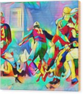 Vintage American Football In Vibrant Painterly Colors 20200516 Wood Print