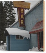 Vintage Bar Sign In Alston Michigan Wood Print
