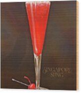 Vintage Cocktails-singapore Sling Wood Print