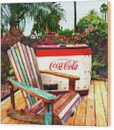 Vintage Coke Machine With Adirondack Chair Wood Print