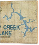 Vintage Deep Creek Lake Maryland Map Wood Print