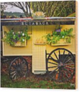 Vintage Flower And Vegetable Cart Wood Print