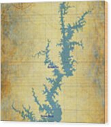 Vintage Lake Keowee South Carolina Map Wood Print