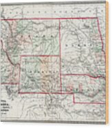 Vintage Map Nebraska Dakota Idaho Montana And Wyoming 1865 Wood Print