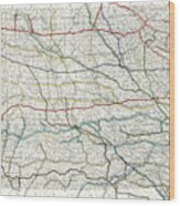 Vintage Railroad Map Of Iowa 1881 Wood Print