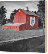 Vintage Red Bicentennial Barn - Ohio Selective Coloring Wood Print