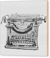 Vintage Typewriter Watercolor I Wood Print