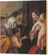 Virgin And Child With Saint Elizabeth And The Infant Saint John The Baptist Wood Print