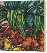 Vivid Pineapple Painting, Exotic Summer Fruit Wood Print