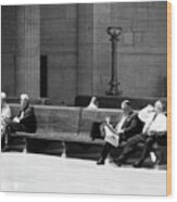 Waiting For A Train -- Passengers Waiting In Union Station In Chicago, Illinois Wood Print