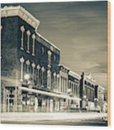 Walnut Street Skyline In Rogers Arkansas - Sepia Edition Wood Print