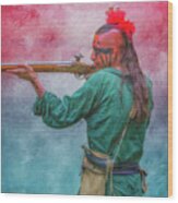 Warrior With Rifle Wood Print