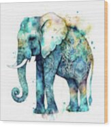 Watercolor Animal 71 Elephant Wood Print