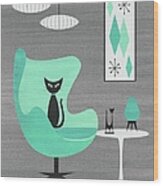 Egg Chair In Aqua Nd Gray Wood Print