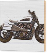 Watercolor Harley-davidson Sportster - Oryginal Artwork By Vart. Wood Print
