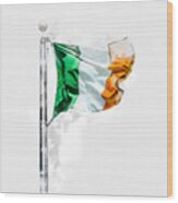 Watercolor Paint Effect Of Irish Flag Of Ireland Isolated Over White Background Wood Print
