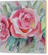 Watercolor Roses Wood Print