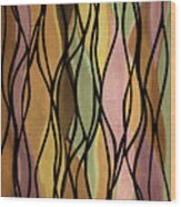Watercolor Tapestry Organic Black Tread Batik In Beige And Brown Ii Wood Print