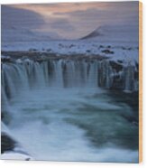 North Of Eden - Godafoss Waterfall, Iceland Wood Print