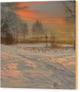 Way To The Winter Sunrise In Jurmala Wood Print