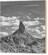 Weavers Needle In Black And White Wood Print