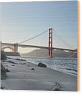 West Bluff Beach And Golden Gate San Francisco Wood Print