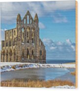 Whitby Abbey In The Snow Wood Print