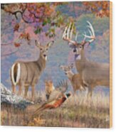 Whitetail Deer Art Print - October Whitetails Wood Print