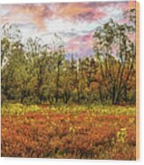 Wildflower Fall Meadow Panorama Wood Print