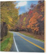 Winding West Virginia Road In Fall Wood Print