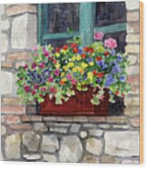 Window Flower Pot - In Bloom Wood Print