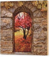 Window To Autumn Wood Print