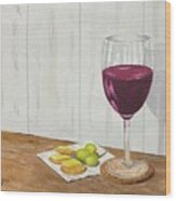 Wine And Crackers Wood Print