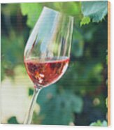 Wine Tasting In Outdoor Winery. Wood Print